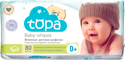 Влажные салфетки детские Topa 80шт - 