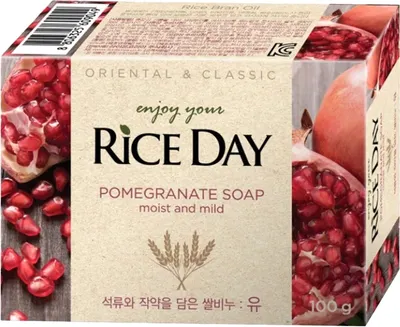 

Мыло твердое, Rice Day с маслом рисовых отрубей и гранатом