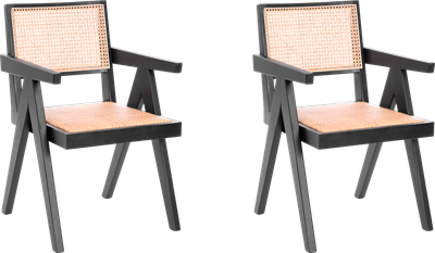 Набор стульев Tetchair Loki дерево вяз/ротанг (2шт, черный) -