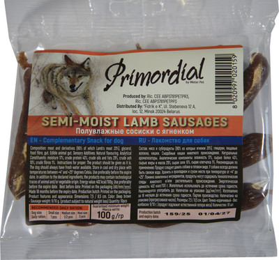 

Лакомство для собак, Sausages Dog Semi Moist Lamb / SA031