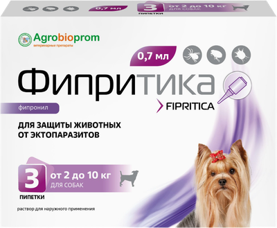 

Капли от блох, Фипритика для собак 2-10кг