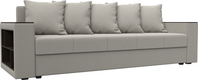 Диван Лига Диванов Дубай Лайт полки слева / 132280L (рогожка Амур 02 бежевый) - 