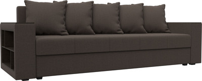 Диван Лига Диванов Дубай Лайт полки слева / 132281L (рогожка Амур 05 коричневый) - 