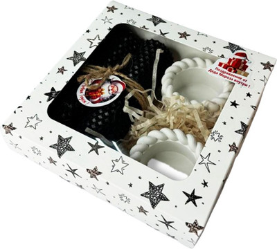 Подарочный набор Ozarich Звезда Новогодний с 2-мя свечами и подсвечниками (черный) - 