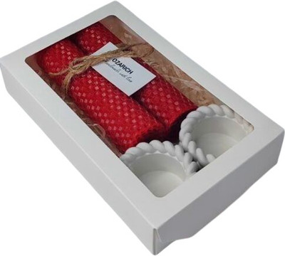 Подарочный набор Ozarich Сувенирный с 2-мя свечами и подсвечниками / Г2 (красный) - 