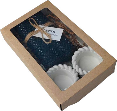 Подарочный набор Ozarich Сувенирный с 2-мя свечами и подсвечниками / Г4 (черный) - 