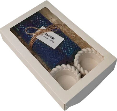 Подарочный набор Ozarich Сувенирный с 2-мя свечами и подсвечниками / Г7 (синий) - 