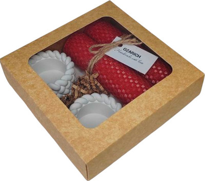 Подарочный набор Ozarich Сувенирный с 2-мя свечами и подсвечниками / Г9 (красный) - 