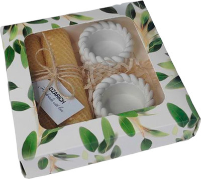 Подарочный набор Ozarich Сувенирный с 2-мя свечами и подсвечниками / Г12 (белый) - 