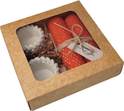 Подарочный набор Ozarich Сувенирный с 2-мя свечами и подсвечниками / Г13 (розовый) - 