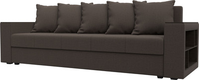 Диван Лига Диванов  Дубай Лайт полки справа / 132281 (рогожка Амур 05 коричневый) - 