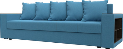 Диван Лига Диванов Дубай Лайт полки справа / 132283 (рогожка Амур 10 голубой) - 