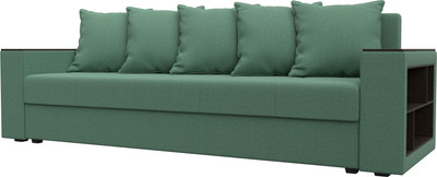 Диван Лига Диванов Дубай Лайт полки справа / 132284   (рогожка Амур 11 зеленый) - 