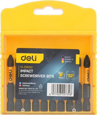 Набор бит Deli PH2x50мм / EDL251050 (10шт) - 