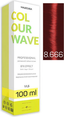 Крем-краска для волос Malecula Colour Wave тон 8.666 (100мл, экстра-интенсивный красный светлый блонд) - 
