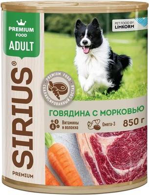 

Влажный корм для собак, Говядина и морковь