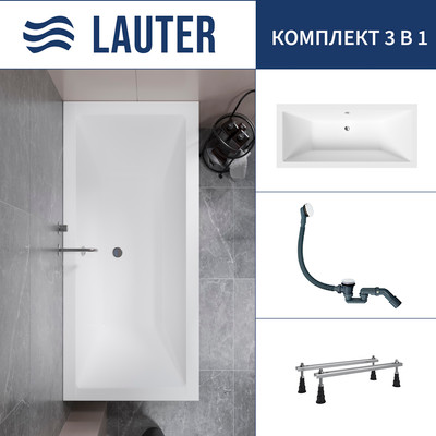 Ванна акриловая Lauter Oasis 190x90 / 21203090 (с ножками и сифоном 21Y31002 белый) - 