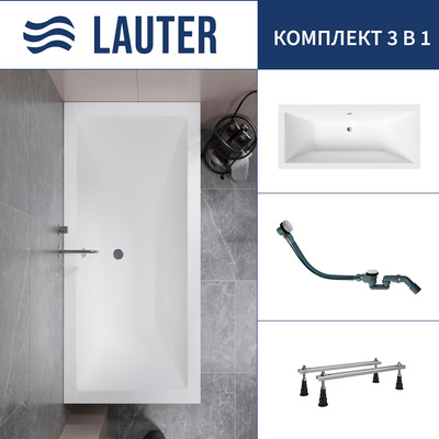 Ванна акриловая Lauter Oasis 180 / 21203080 (с ножками и сифоном 21Y32002 белый) -