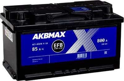 Автомобильный аккумулятор AKBMAX EFB R 800A / 6СТ-85EFB R LB 463978 (85 А/ч) - 