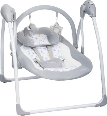 Качели для новорожденных INDIGO Star light (серый) - 