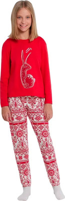 Пижама детская Mark Formelle 567740 (р.140-68, красный/новогодний орнамент) -