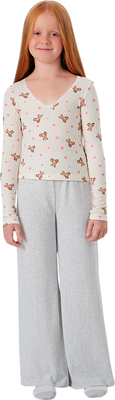 Пижама детская Mark Formelle 567758 (р.128-64, мишки с цветами на молоке/серый меланж 4306-А) -