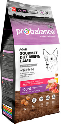 Сухой корм для собак ProBalance Gourmet Diet Adult с говядиной и ягненком