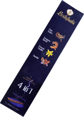 Благовония Bestofindia 4 в 1 Пало санто, кровь дракона, французская ваниль, сандал -