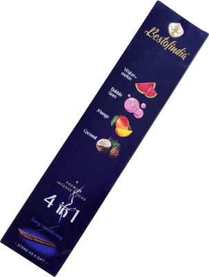 Благовония Bestofindia 4 в 1 Арбуз, бабл гам, манго, кокос с подставкой -