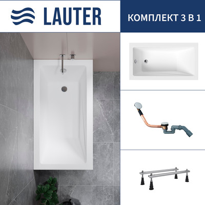 Ванна акриловая Lauter Estelle 120 / 21206020 (с ножками и сифоном 21Y11030 хром) - 