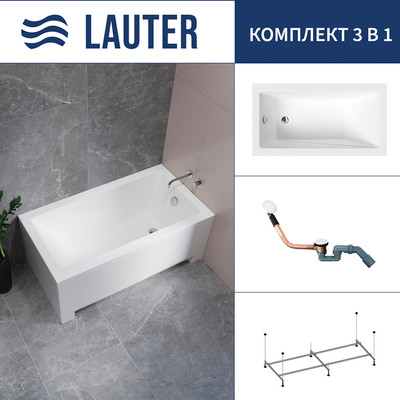 Ванна акриловая Lauter Estelle 120 / 21206020 (с каркасом и сифоном 21Y11022 белый) - 
