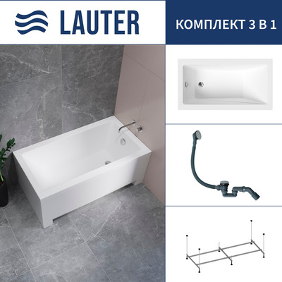 Ванна акриловая Lauter Estelle 130 / 21206030 (с каркасом и сифоном 21Y31010 хром) - 