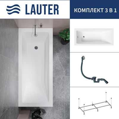 Ванна акриловая Lauter Estelle 140 / 21206040 (с каркасом и сифоном 21Y31000 хром) - 