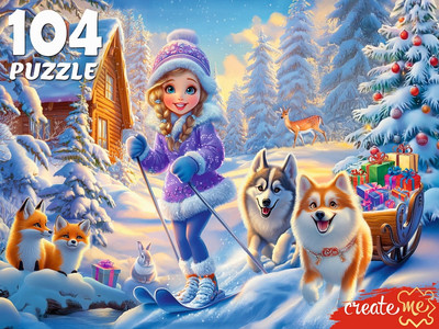 Пазл РЫЖИЙ КОТ Зимние гонки / П104-7602 (104эл) - 