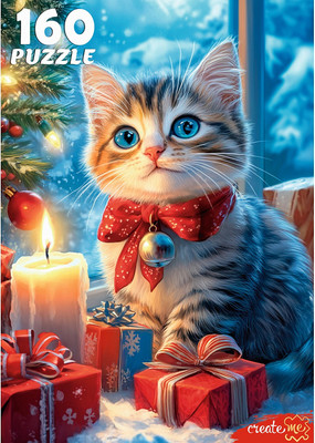 Пазл РЫЖИЙ КОТ Рождественский котенок / Х160-7606 (160эл) - 