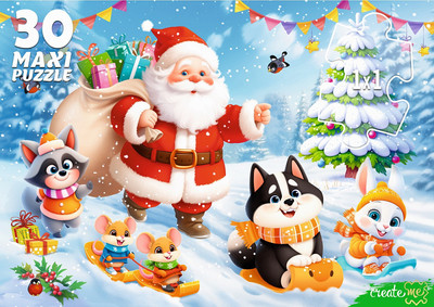 Пазл РЫЖИЙ КОТ Снежная горка / ПМ30-7579 (30эл) - 