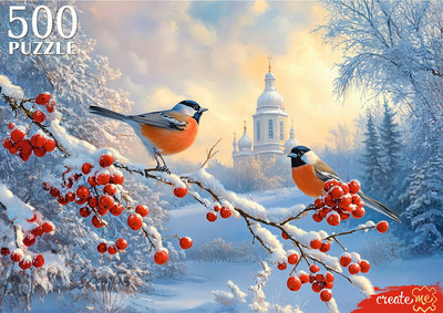 Пазл РЫЖИЙ КОТ Снегири на ветке / П500-7627 (500эл) - 