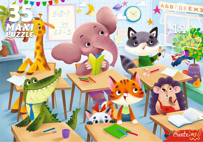 Пазл РЫЖИЙ КОТ Зверята в школе / П35-7734 (35эл) - 