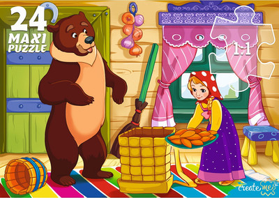 Пазл РЫЖИЙ КОТ Маша и медведь / ПМ-7134 (24эл) - 