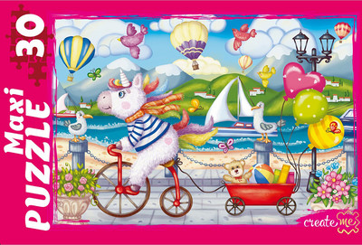 Пазл РЫЖИЙ КОТ Единорог на прогулке / ПМ30-2713 (30эл) - 