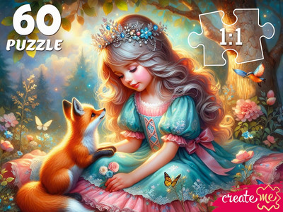 Пазл РЫЖИЙ КОТ Принцесса с лисичкой / Х60-8262 (60эл) - 