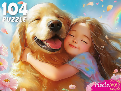 Пазл РЫЖИЙ КОТ Девочка с любимой собакой / П104-6658 (104эл) - 