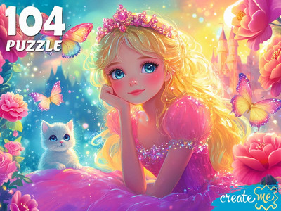 Пазл РЫЖИЙ КОТ Принцесса в розовом платье / Ф104-7604 (104эл) - 