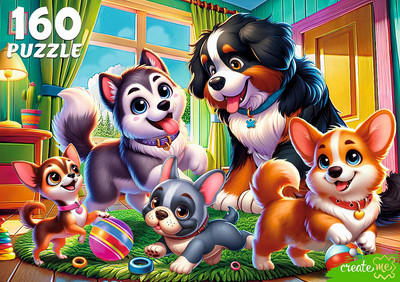 Пазл РЫЖИЙ КОТ Милые щенки / Ф160-6641 (160эл) - 