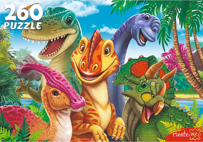 Пазл РЫЖИЙ КОТ Селфи веселых динозавров / Ф260-6474 (260эл) - 