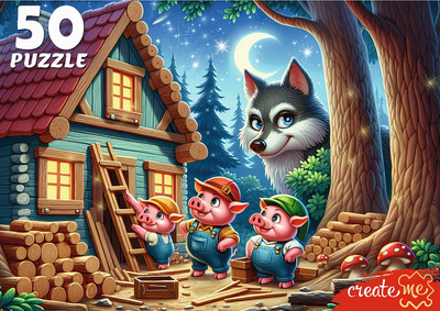 Пазл РЫЖИЙ КОТ Три поросенка / УК50-0218 (50эл) - 