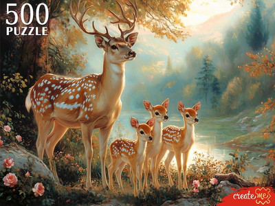 Пазл РЫЖИЙ КОТ Олени у озера / П500-7619 (500эл) - 