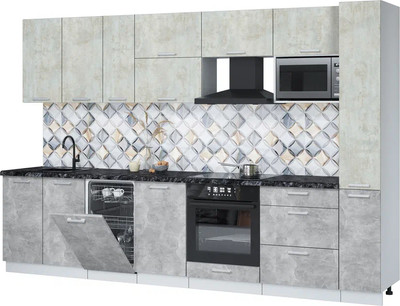 Кухонный гарнитур Интерлиния Мила Лайт 3.2-ПМ4  (бетон лайт/бетон/кастилло темный) - 