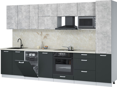 Кухонный гарнитур Интерлиния Мила Лайт 3.3-ПМ4  (бетон/антрацит/опал светлый) - 