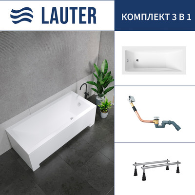 Ванна акриловая Lauter Estelle 160 / 21206060 (с ножками и сифоном 21Y11010 хром) - 